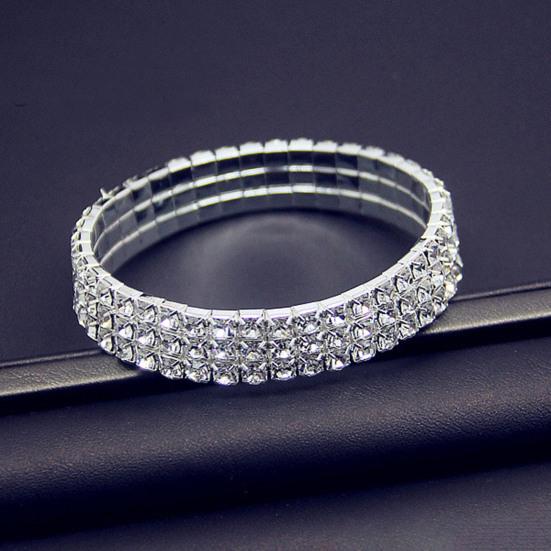 Brățară de mireasă nobilă rafinată, manopera excelentă, brățară elastică cu strasuri pe mai multe rânduri, accesoriu de bijuterii