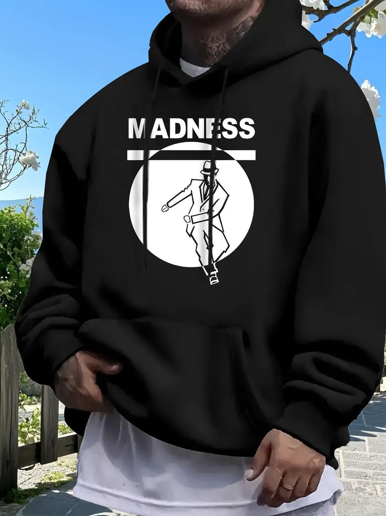 Casual Graphic Print Hoodie Sweatshirt - Black MADNESS Design