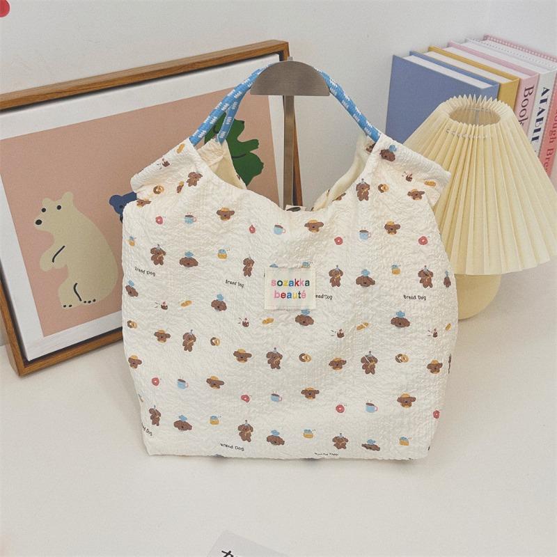 41 Embossed Cartoon Puppy Hand Bag Female Hand Shoulder Canvas Bag Going Out To Work Commuter Bag