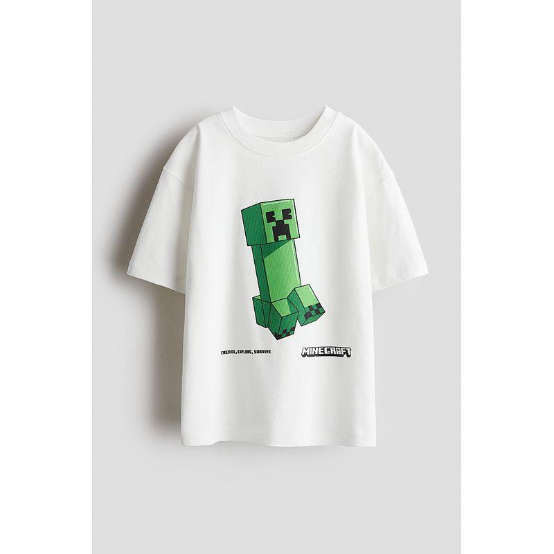 

[Burui] HM Детская одежда Футболка для мальчиков Летняя Свободная с мультяшным принтом круглый вырез короткий рукав Топы 1117472 White/Minecraft108 120/60(4-6Y)