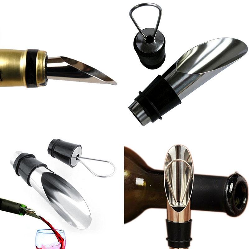 Stainless Wine Aerator Pour Spout Bottle Stopper Funnel Decanter Dripless Pourer CB 3C