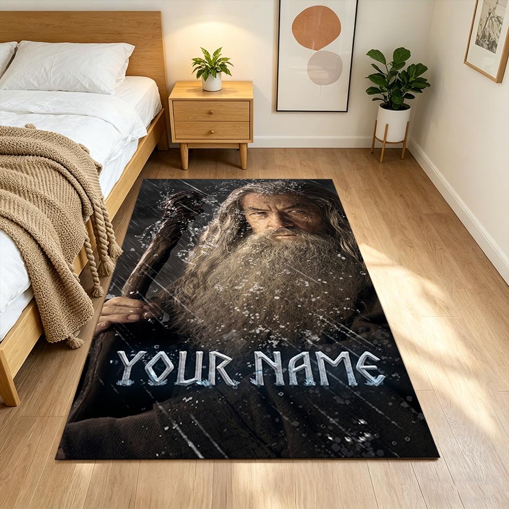 Lord Rings Customized Name Floor Rug Office Rug Design for Balcony Living Rooms Bedrooms Kitchen Antislip Carpet Anime Office Decor