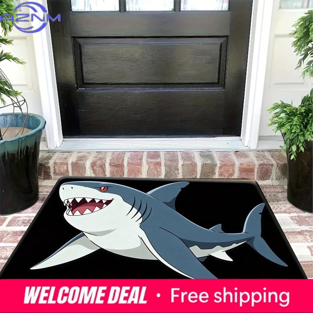 Cartoon Shark Print Non-Slip Doormat Soft Floor Mat