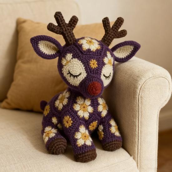 Flower Reindeer Crochet Kit Beginners Crochet Reindeer Doll DIY Kit Crochet Animal Starter Kit