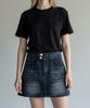 Bonseullipi Double Button Denim Mini Skirt (Black)