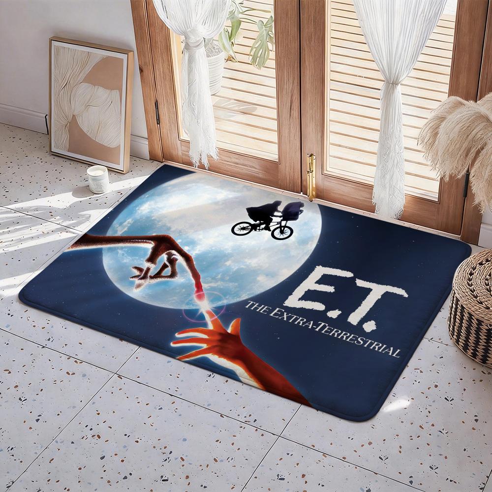 E.T. the Extra Terrestrial Movie Floor Mat Eco Flannel Doormat Non Slip Odorless Indoor Floor Rug Soft Short Plush Home Mat
