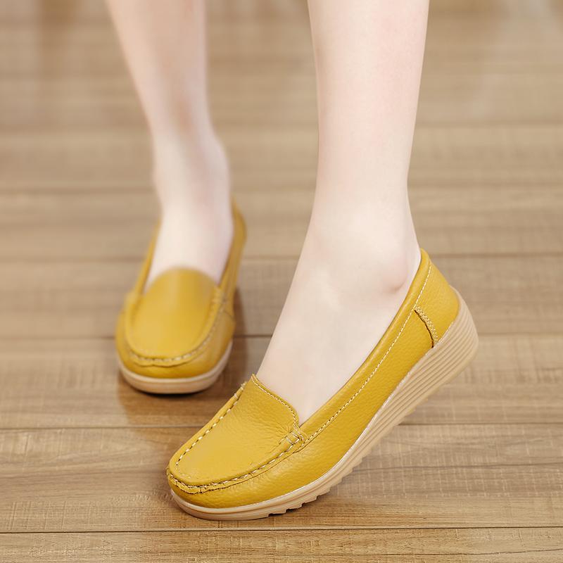 Soft-soled shoes Doudou shoes spring and autumn new mid-heel wedge heel platform hospital nurse shoes