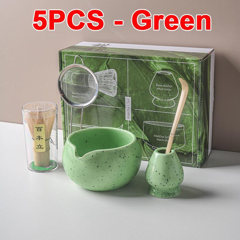 Set Cadou Matcha Tradițional 4/5/7/8 buc Tel Matcha Bambus Linguriță Bol Matcha Ceramic Suport Tel Seturi Ceai Japonez