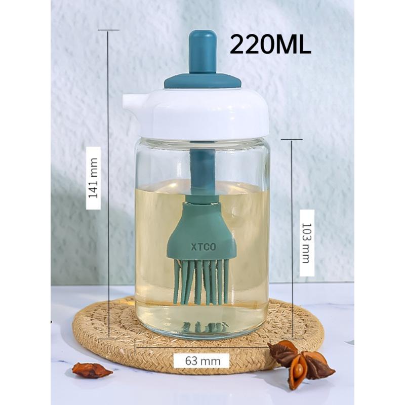Glass Oil Bottle with Brush Large Capacity Kitchen Essential for Baking BBQ Silicone Oil Dispenser