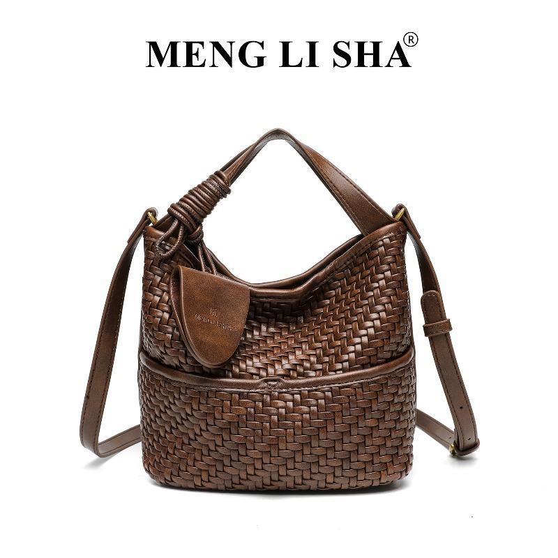 New niche high-end retro woven portable bucket bag women's commuter casual versatile shoulder messenger bag