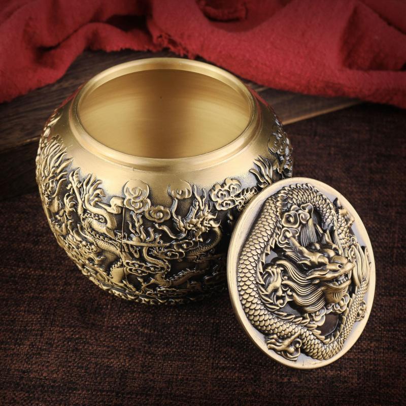 Office Desk Ornament Brass Tea Canister