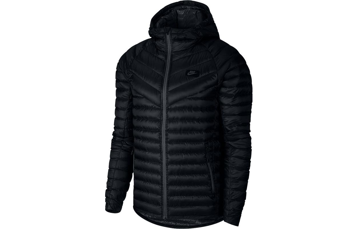 Nike Down Jackets Men s Black Hooded Moderate Quilted Down Jacket 943373-010 M