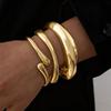 Design-inspired Metal Smooth-textured Open Bracelet, Minimalist Geometric, Individualistic Wide Wristband