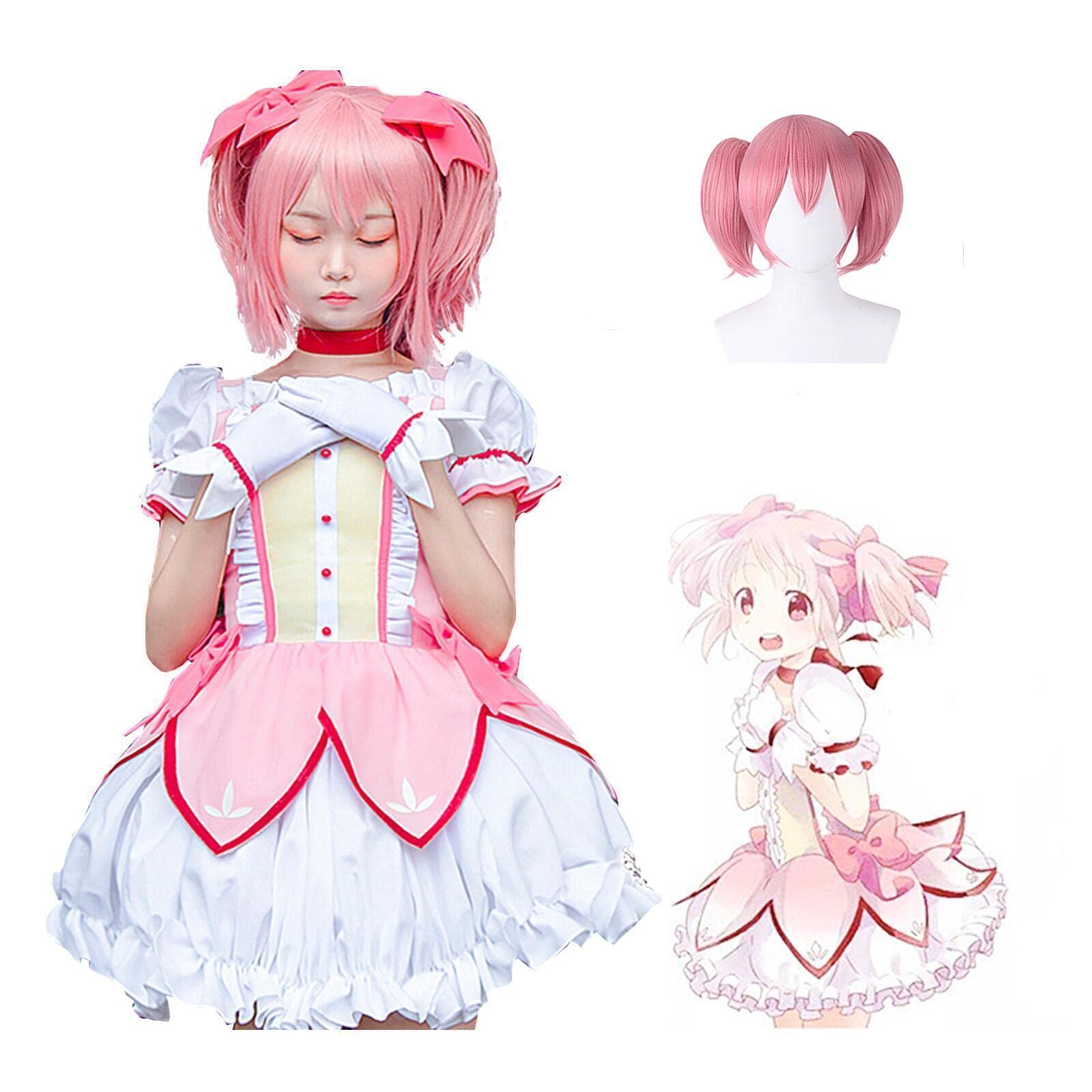 

Essri Madoka Magica Cosplay Costume with Kaname Madoka from Puella Magi Madoka Stage School Cultural Travel Holiday Size L Wig, Magica, Costume,