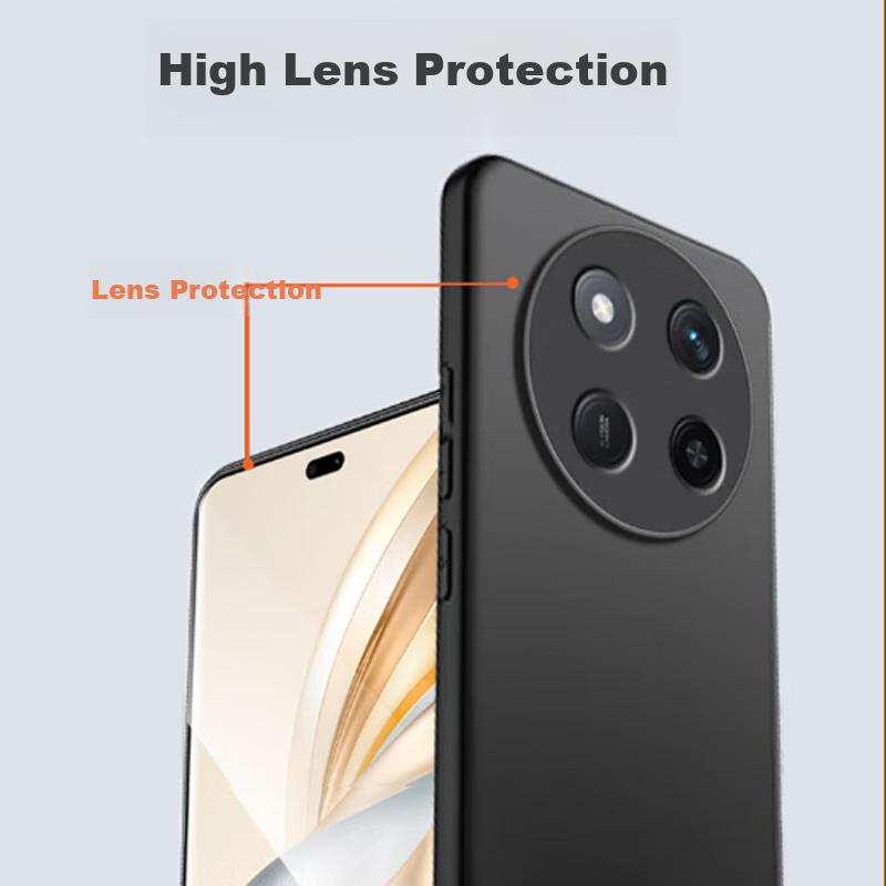 MAIKUQI Phone Case for Honor X60 Pro, Full Coverage Frosted Soft Shell Anti-Drop Protective Cover - Matte Black