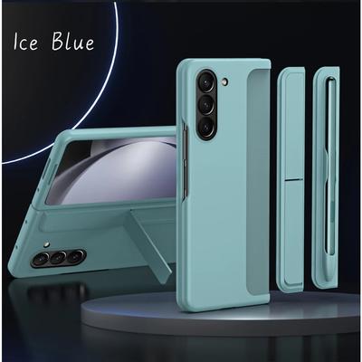 For Samsung Galaxy Z Fold 6 5 4 3 Case Removable Pen Holder Invisible Bracket Kickstand Hard PC Matte Cover with Touch Pen with Stand Holder