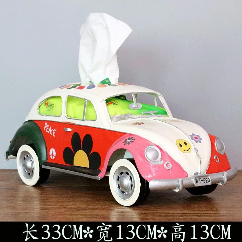 Scatola portatovaglioli a forma di Scarabeo Bus in Ferro Battuto Retrò Americano Scatola portatovaglioli Creativa Modello di Auto Decorazione Artigianato Regalo Speciale Decorazione per la Casa