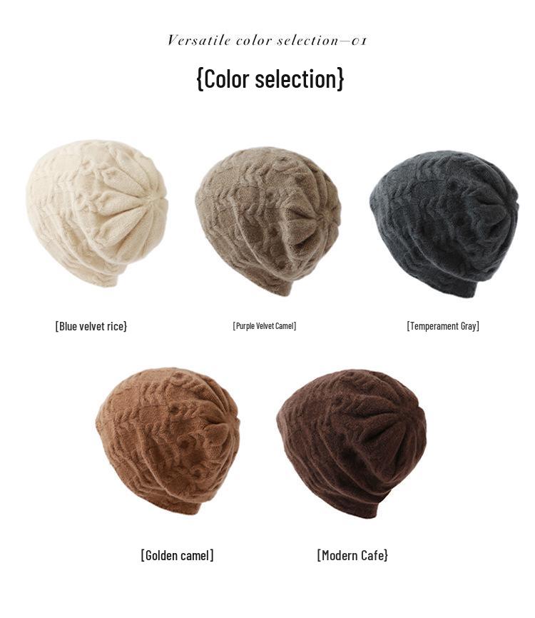100% Pure Cashmere Women's Versatile Chunky Knit Fisherman Hat - Thickened Warm Solid Color for Casual Wear