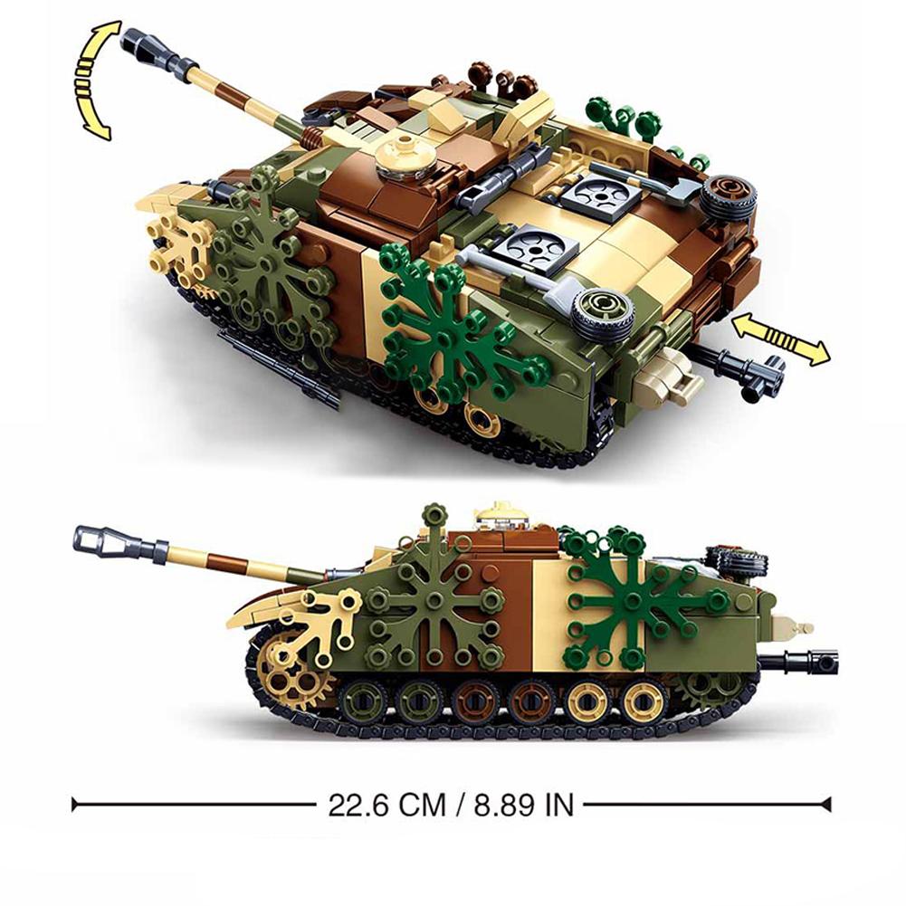 World War II German Military Sturmgeschütz III Armored Fighting Vehicle Building Blocks WW2 Tank Bricks Classic Model Toys Boys