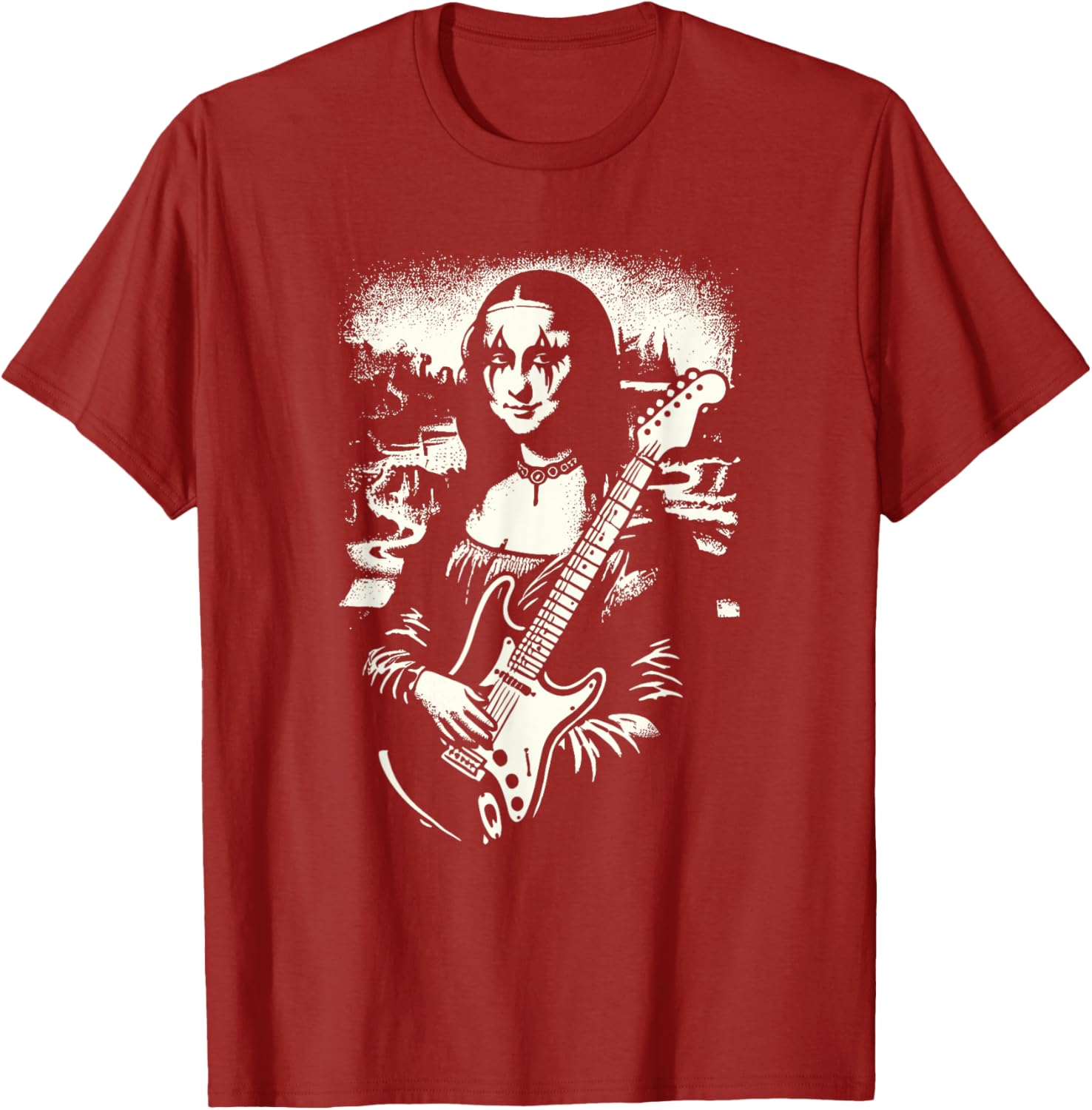 Mona Lisa Black Metal Guitar Graphic Tee Mens Casual Short Sleeve Print TShirt S