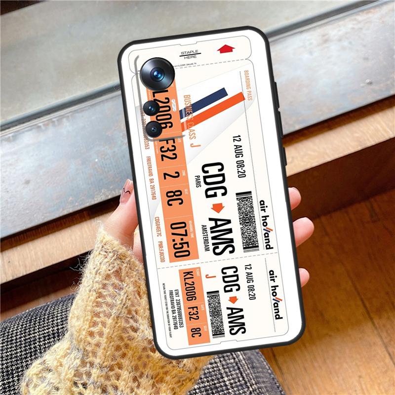 Authentic Airline Boarding Pass Cover For Xiaomi 15 13 14 Ultra 11T 12T 13T 14T Pro POCO X7 X3 X5 X6 Pro F5 F6 F7 Pro Case