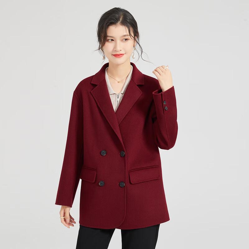 Women's Premium Double-Faced 100% Wool Double-Breasted Coat