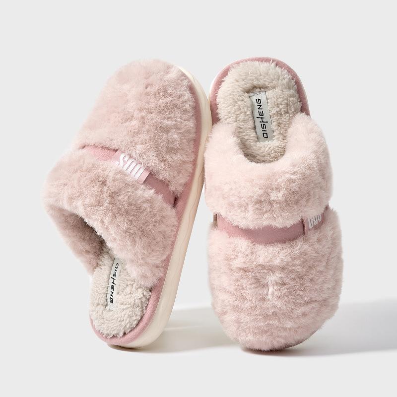 Autumn and Winter Cotton Slippers Couple Indoor Home Simple and Comfortable Non-slip Warm Soft Velvet Cotton Mop Men and Women