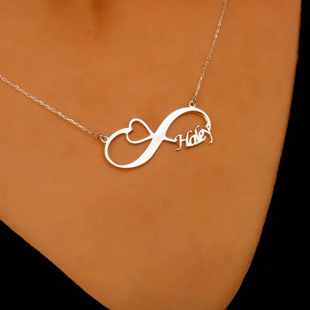 Fashion Customized Name Stainless Steel 18K Gold Plated/Rose Gold Plated Link Pendant Necklace Personalized Infinity Symbol Gift
