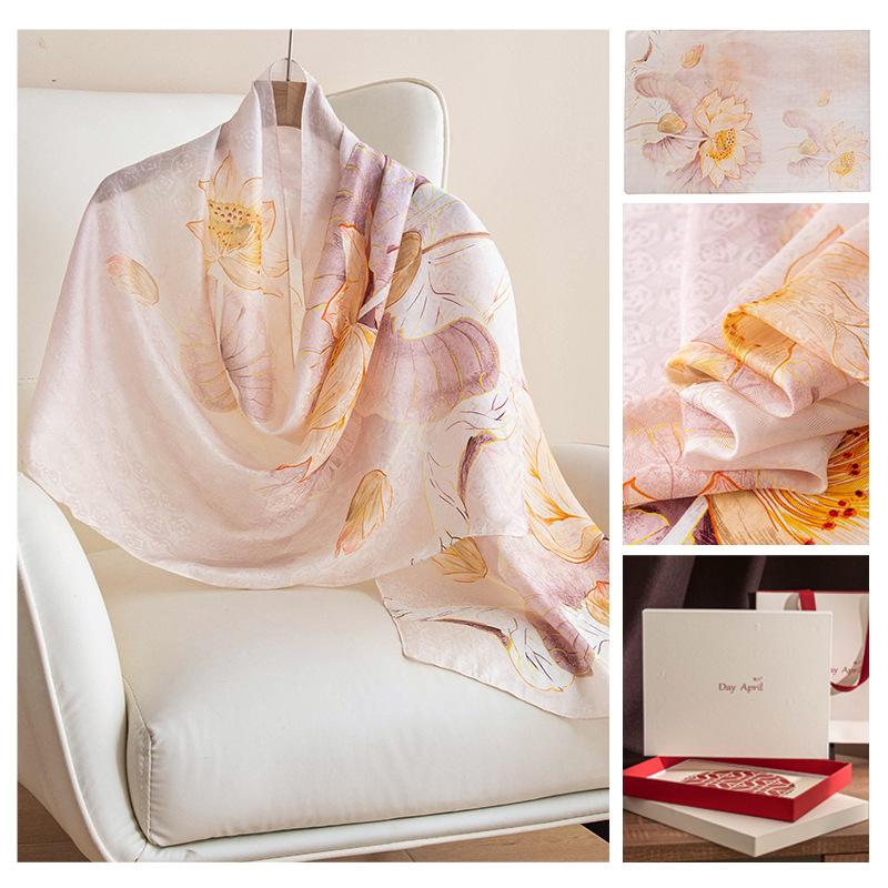 

New Mother s Day Gift Mulberry Silk Silk Scarf High-end Ladies Scarf for Elderly Mother s Shawl 55*170cm
