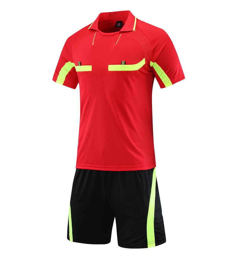 Комплект формы футбольного судьи, Футбольная майка для весны и лета, Тренировочная майка для командных игр, Игровая майка для взрослых, Удобная L красный