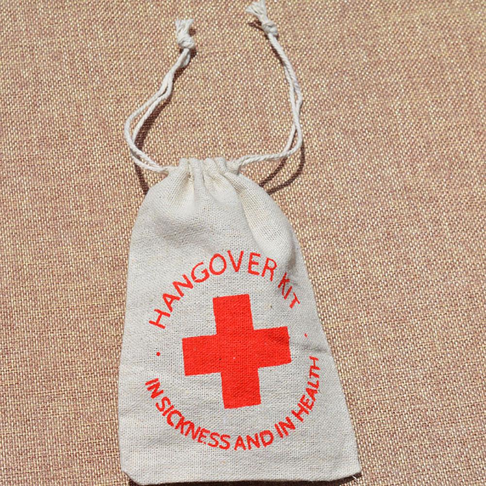 10 st Tryckt Linne Dragsko Väska Gåva Smycken Prydnad Förvaringspåse 3