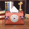 Multifunktionaler Auto Vintage PU Leder Taschentuchhalter, Retro Stil Desktop Serviettenbox mit Kosmetik Aufbewahrungsorganizer