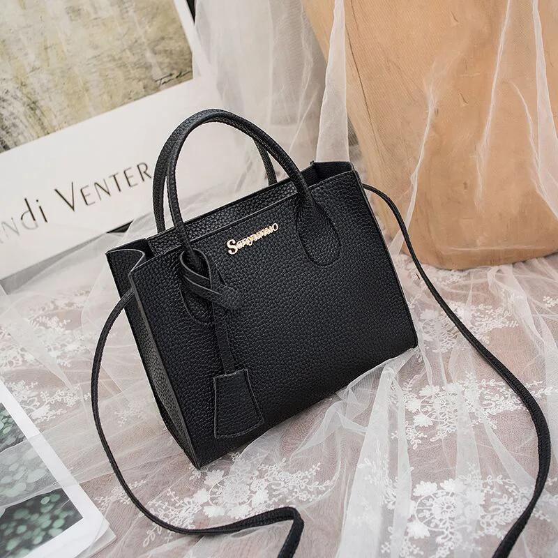 Women's tote shoulder bag solid Color Lychee Grain Ladies Handbags Single-shoulder Crossbody Handheld