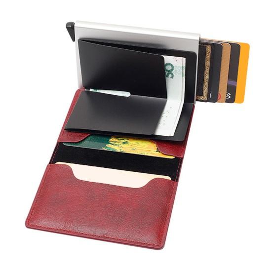 Faux Leather Wallet Men Women RFID Blocking Tri-fold Wallet Minimalist Slim Front Pocket Anti-Theft Credit Card Holder