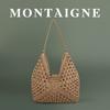French Montaigne/Montian Versatile Commuter Shoulder Woven Bag Large Capacity Tote Bag Straw Woven Vacation Women's Bag