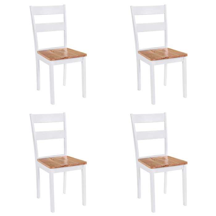 VidaXL 4x Solid Hevea Wood Dining Chairs Dining Chairs Kitchen Furniture Dining Chairs Seats of 245369