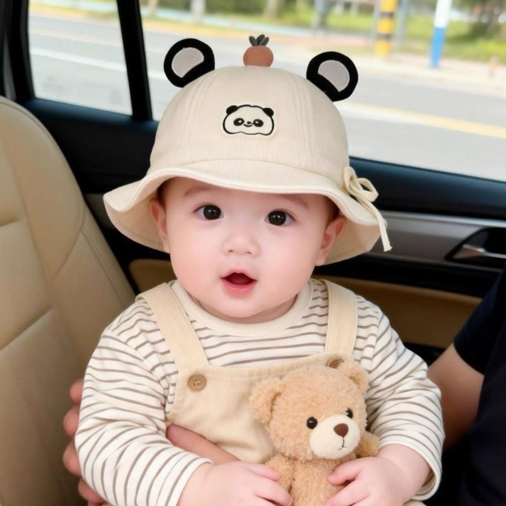 Lightweight Kids Fisherman Hat Cartoon Sun Hat New Baby Hat  for Infants 3-12 Months бежевый