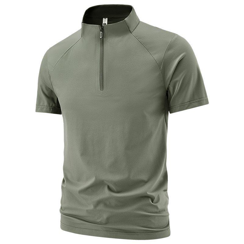 

New 2026 Men s Ice Silk Quick-Dry Sports T-Shirt - Cooling Half-High Collar Short Sleeve for Outdoor Fitness 3XL