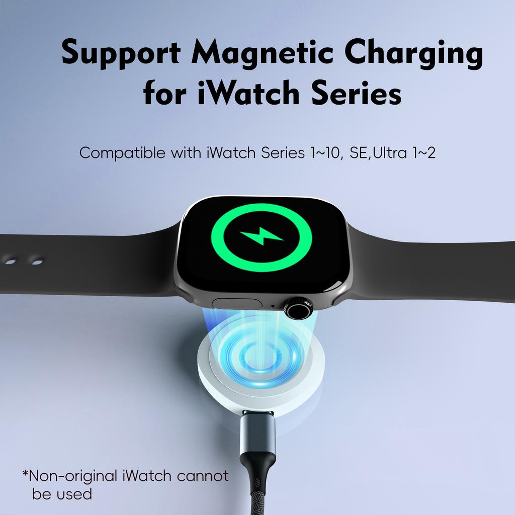 4-In-1 Magnetic Wireless Watch Charger For iWatch 1-10/SE/Ultra/ AirPods Pro 2 AirPods 4  ANC Galaxy Watch3-7/FE/Pixel Watch 1st
