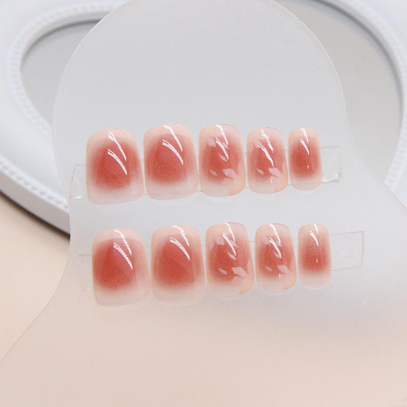 Französische Kante Maniküre Tragen Nagelstück Kirschblüte Rouge Falscher Nagel Blume Nagelstück Kurz Ballett Klein Kurz T