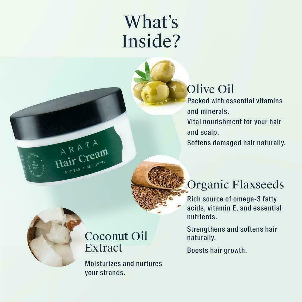 Arata Styling Hair Cream Flaxseed & Olive Oil 100Gm 202 T2%
