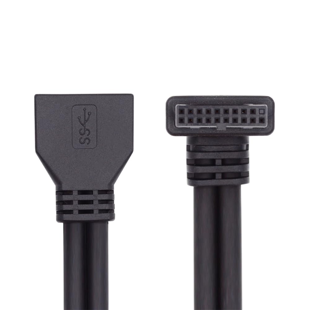 Xiwai Down Angle 90 Degree USB To Male To Female Extension for Motherboard Mainboard 3.0 20-Pin 19-Pin Cable, 5Gbps,