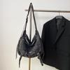 Retro embroidered lazy wind high-capacity bag  water washable  old rivet hottie crossbody shoulder bags