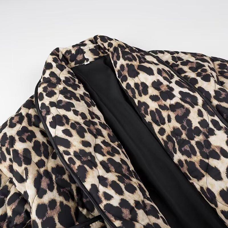 Winter Damen Festival Street Fashion Animal Print Revers Jacke