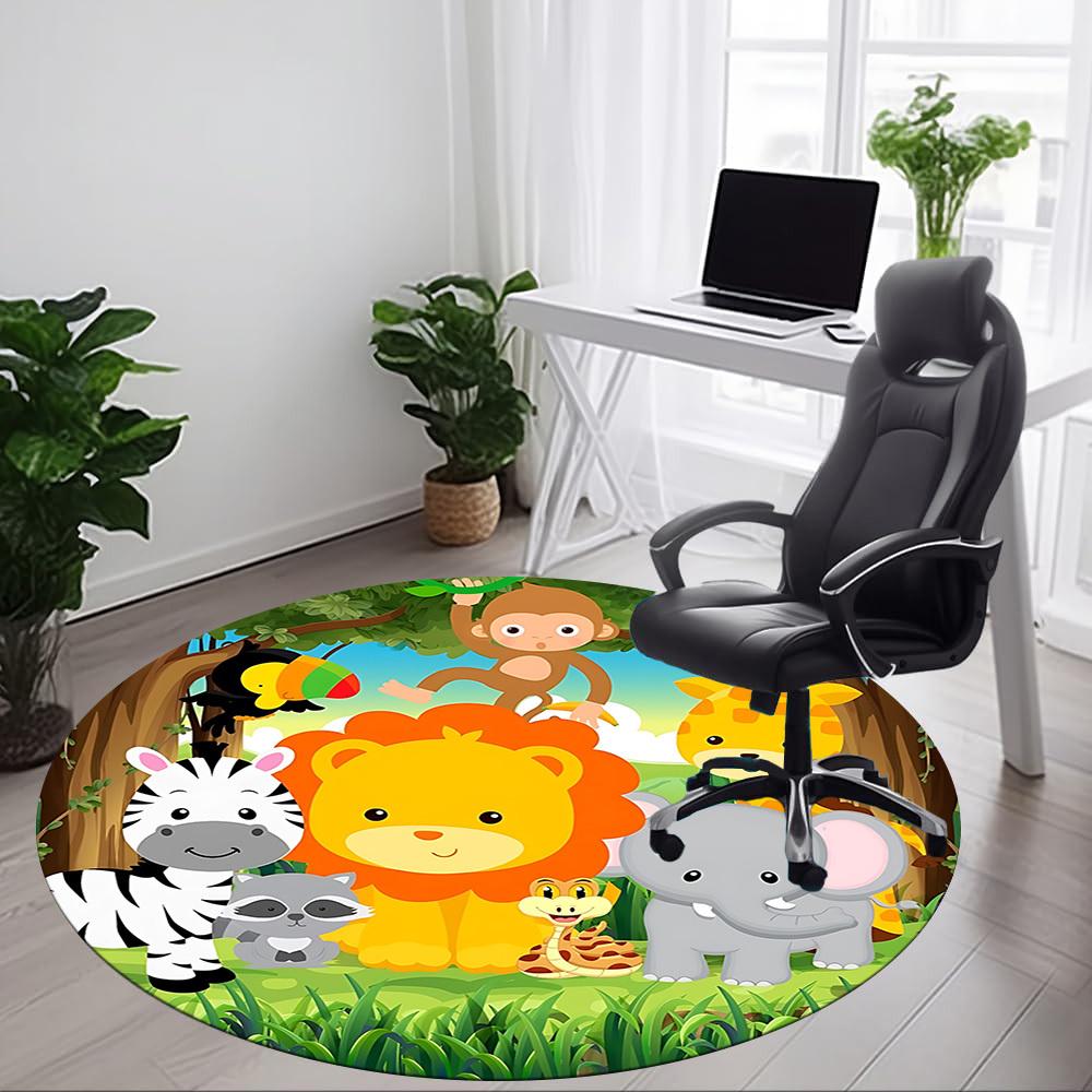 1pc Jungle Animals Chair Carpet for Office, Soft Flannel Throw Mat, Perfect for Office,Holiday Party Decoration Choice yy251113150