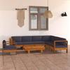 VidaXL Garden Lounge Set 8 Pcs, with Dark Grey Cushions Acacia Wood