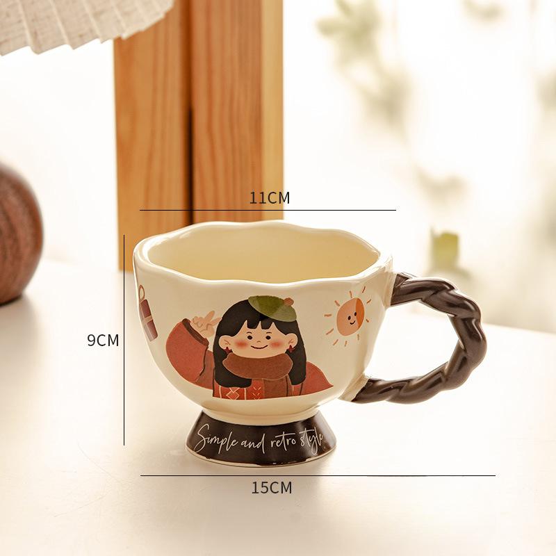 Retro Artistic Sense Cup Household Drinking Water Mug Home Water Cup Office Ceramic Cup Coffee Cup Breakfast Cup