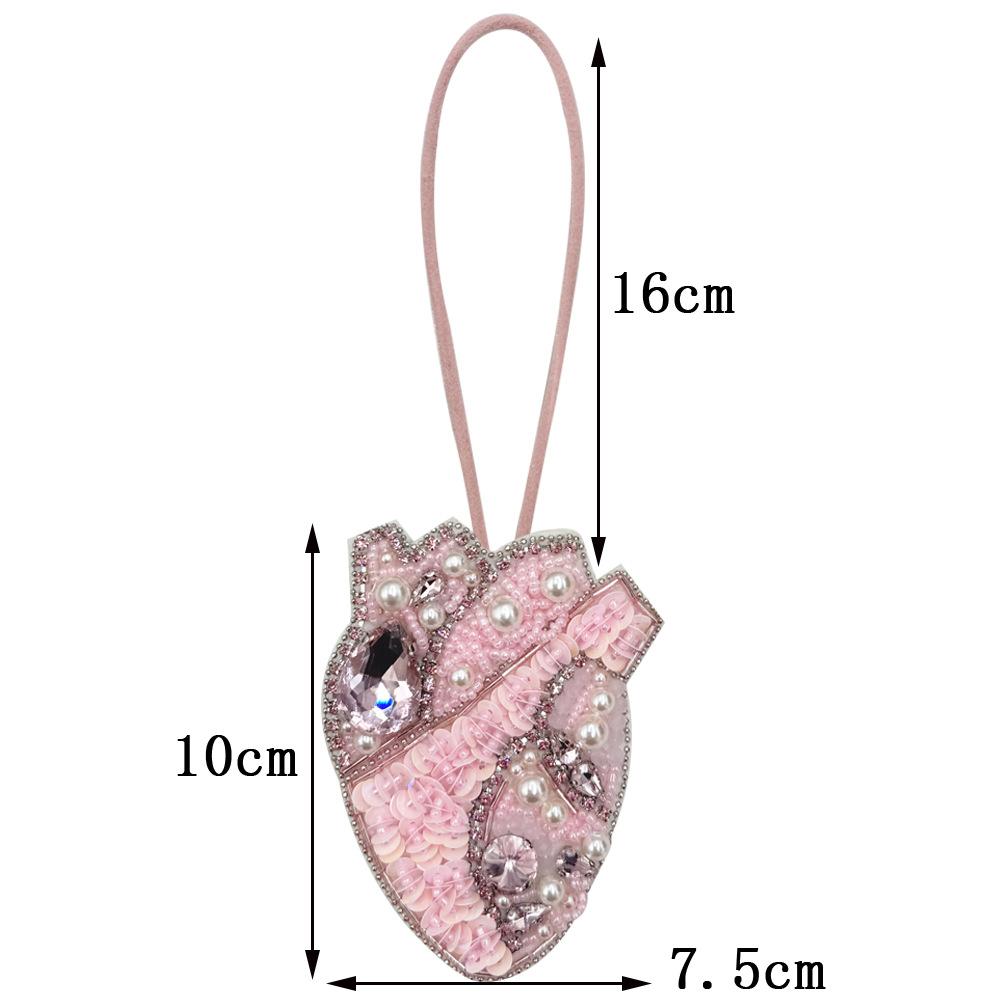 Handmade Rabbit Flower Heart Beaded Patch Key Chain Bag Charming Pendant Hang Lanyard Decoration Diy Clothing Applique Patches