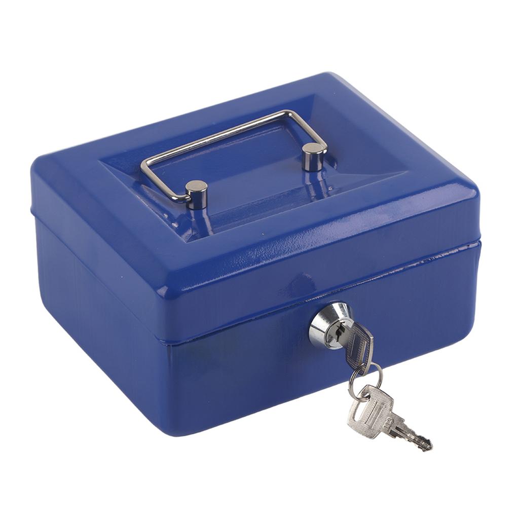 1Pc Portable Iron Petty Lockable Cash Money Safe Security Box Household (Black)