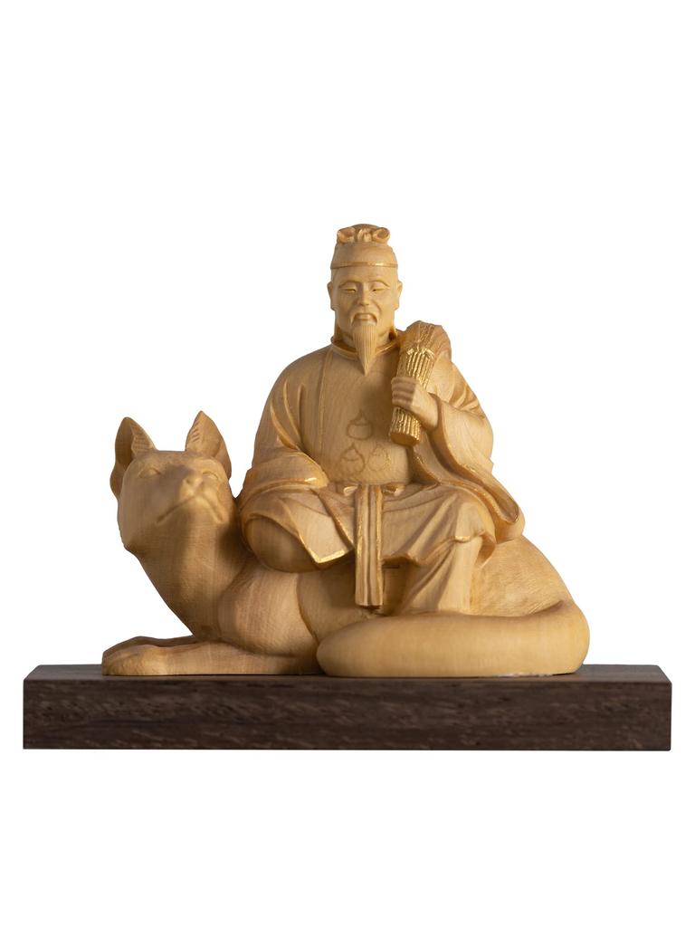 Kleiner Buddha Inari Gott goldener Ton Inari Buddha Statue Figur Holzschnitzerei Ornament Inari no 7,3 cm (Holz Buchsbaum, Finish)_Inari (GSB Kami)